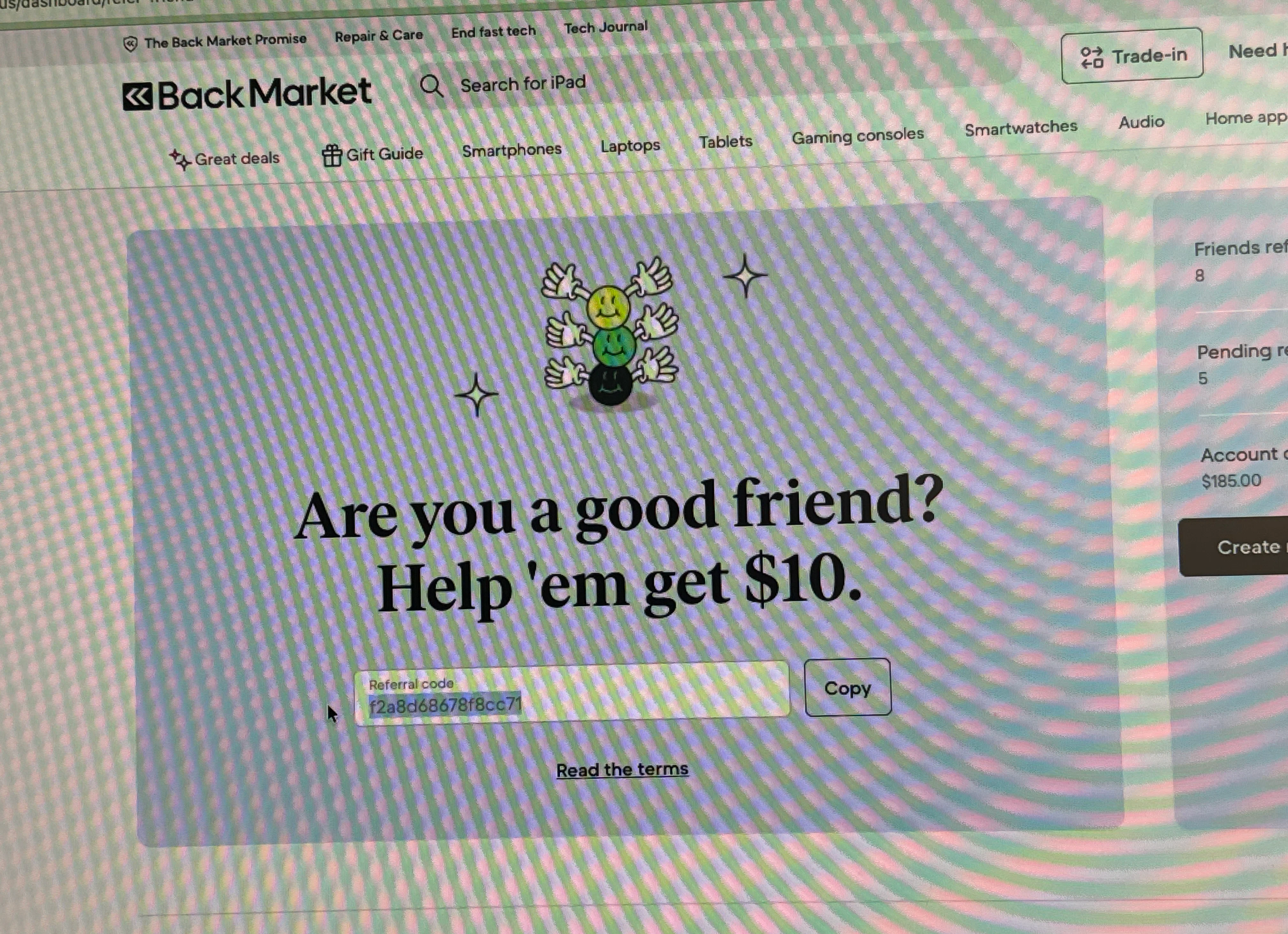 Back Market promo code screenshot showing code f2a8d68678f8cc71 applied at Back Market checkout page. Uploaded by SimplyCodes community member ValiantSage2269 on Feb 13, 2026