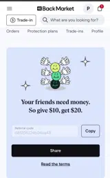Back Market coupon verification screenshot