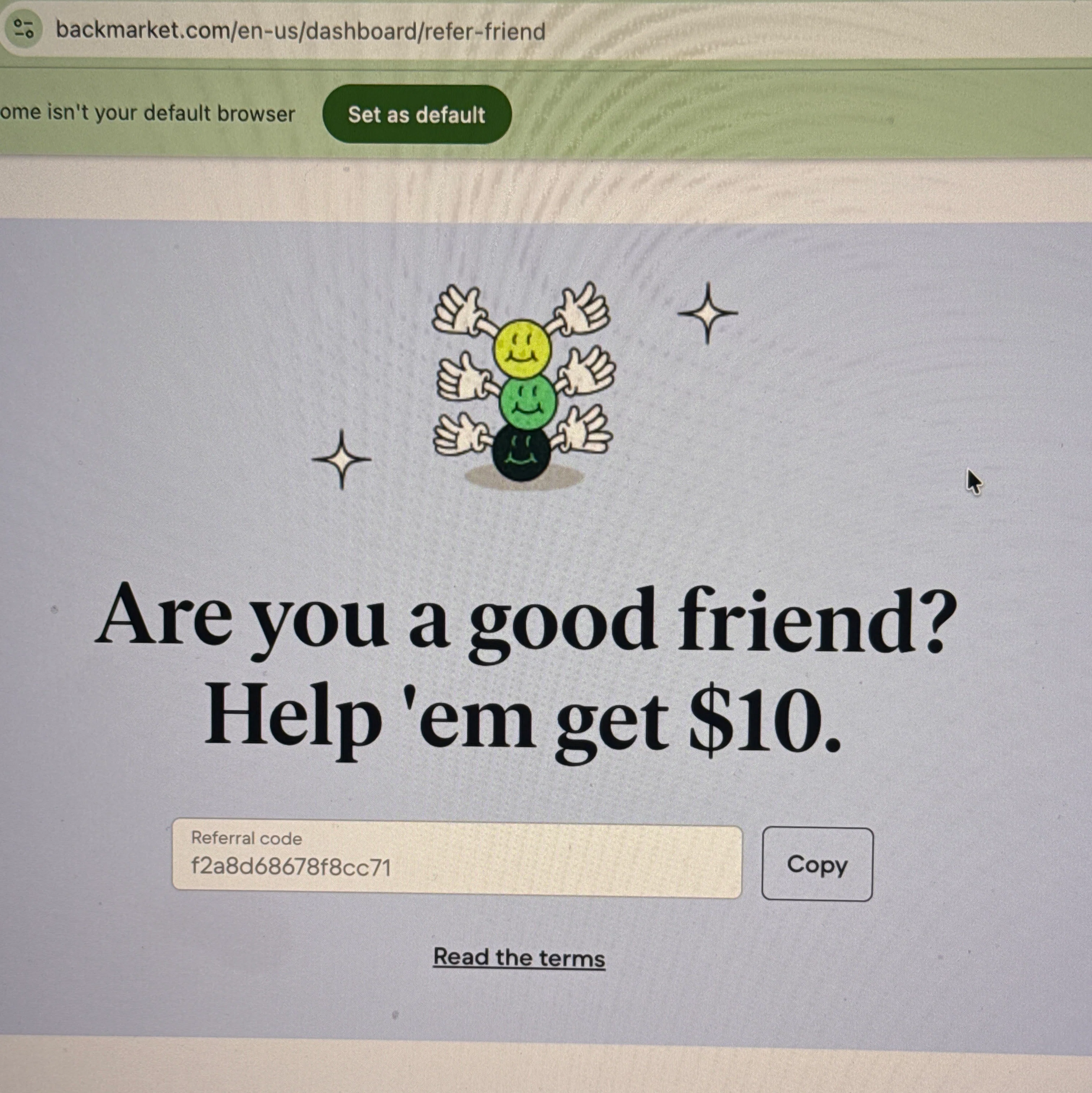 Back Market promo code screenshot showing code f2a8d68678f8cc71 applied at Back Market checkout page. Uploaded by SimplyCodes community member ValiantSage2269 on Jan 9, 2026