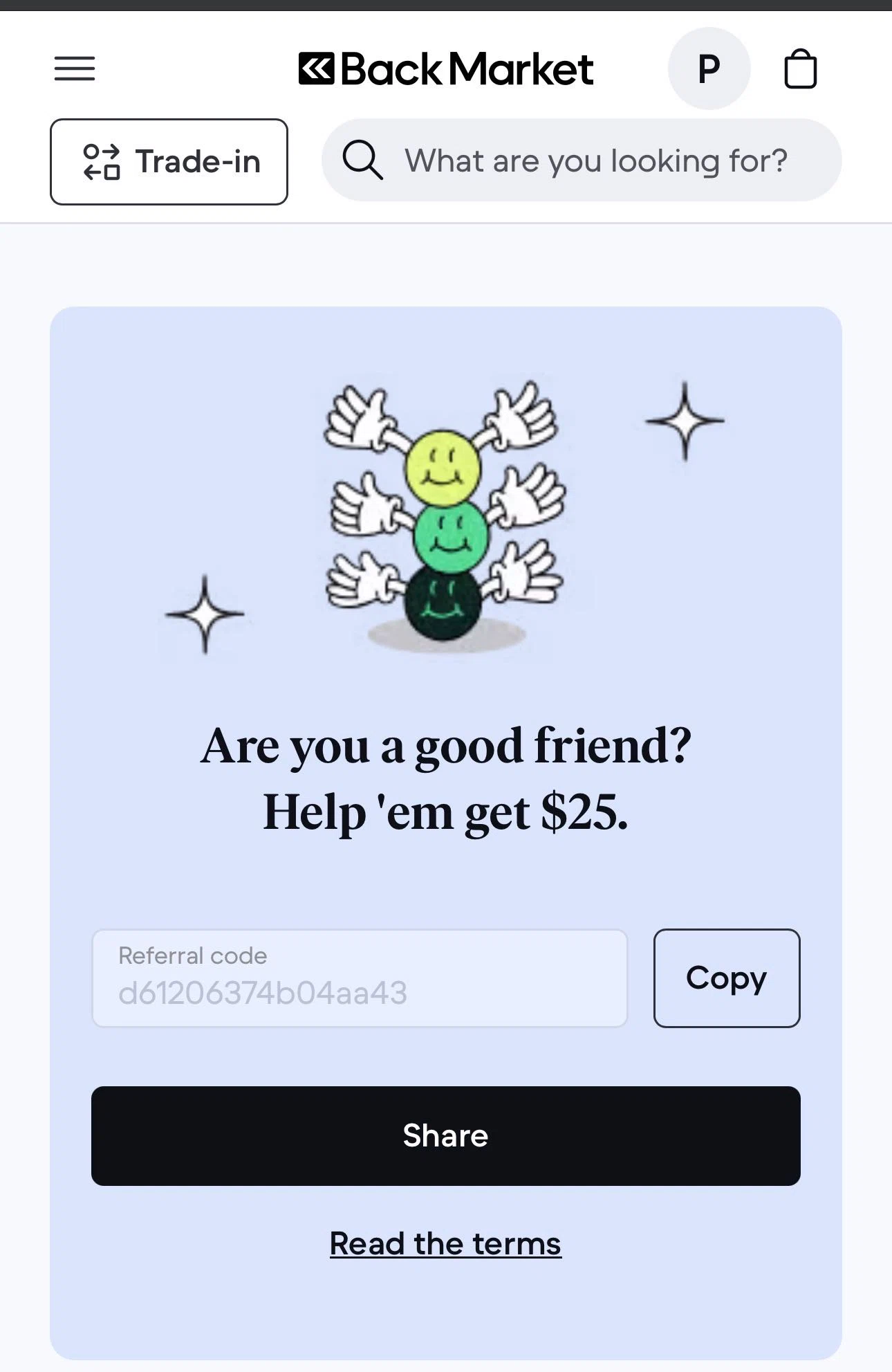 Back Market promo code screenshot showing code d61206374b04aa43 applied at Back Market checkout page. Uploaded by SimplyCodes community member ShieldFalcon6690 on Dec 1, 2025