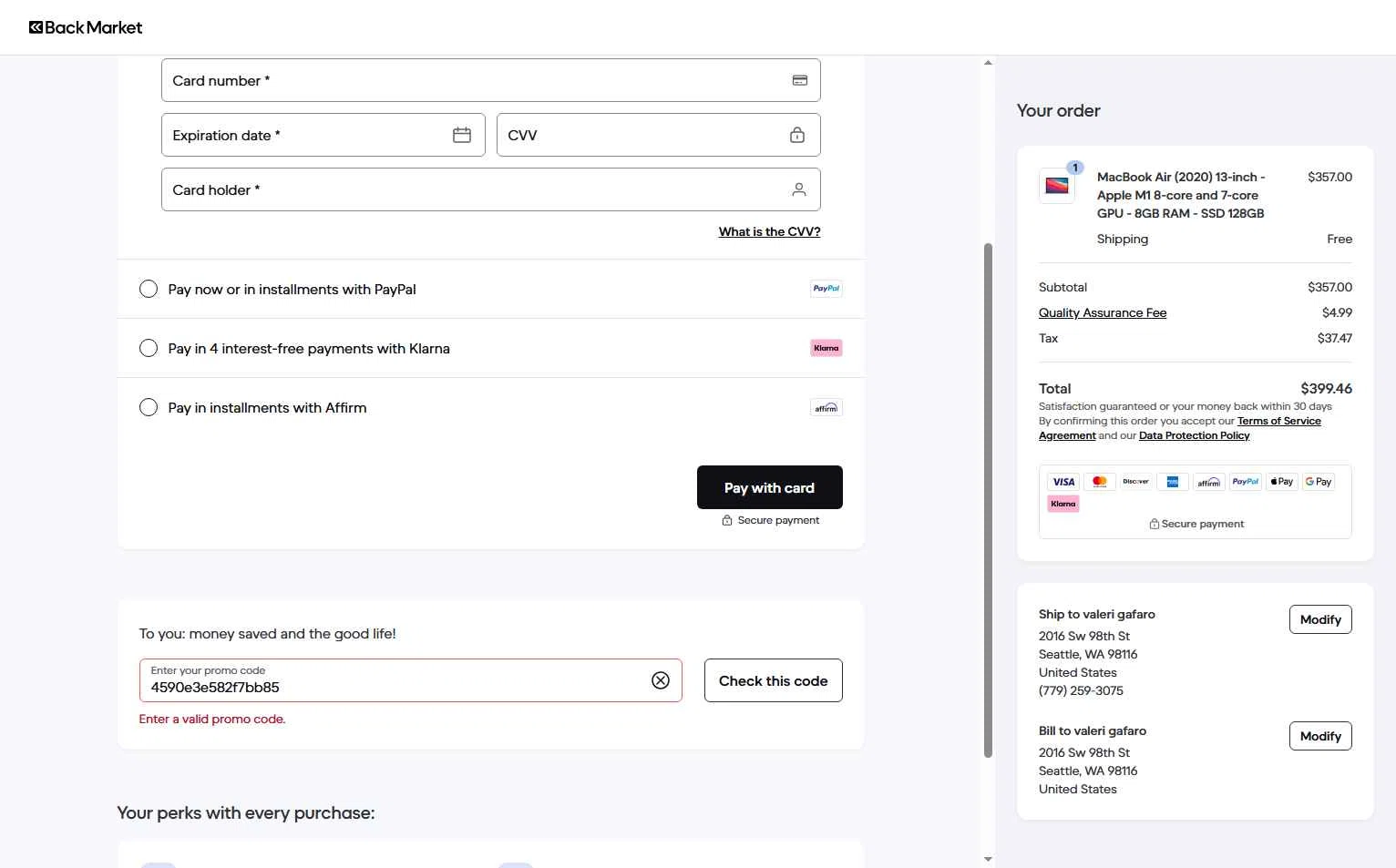Verification screenshot for $25 Off Storewide (Members Only) at Back Market - 6mo ago