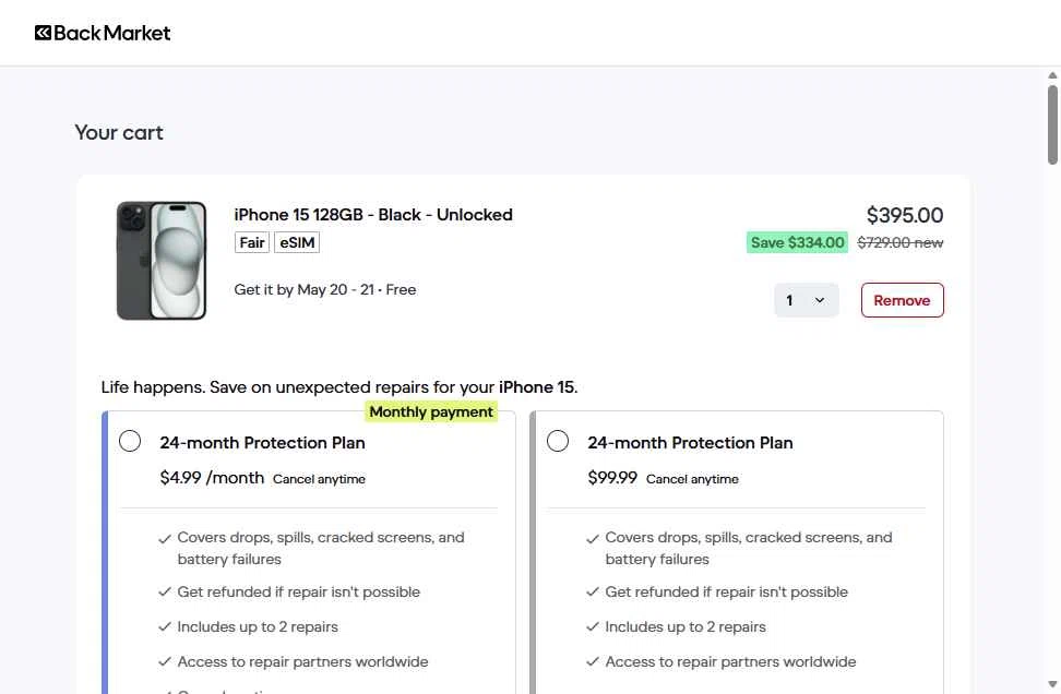Verification screenshot for $20 Off Storewide at Back Market - 38d ago