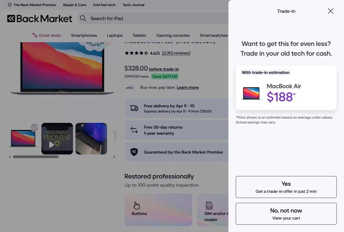 Verification screenshot for $25 Off Storewide at Back Market — 58d ago