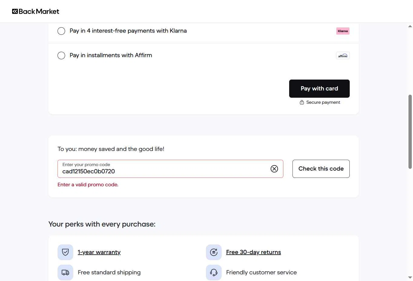Verification screenshot for $25 Off Storewide at Back Market — 58d ago