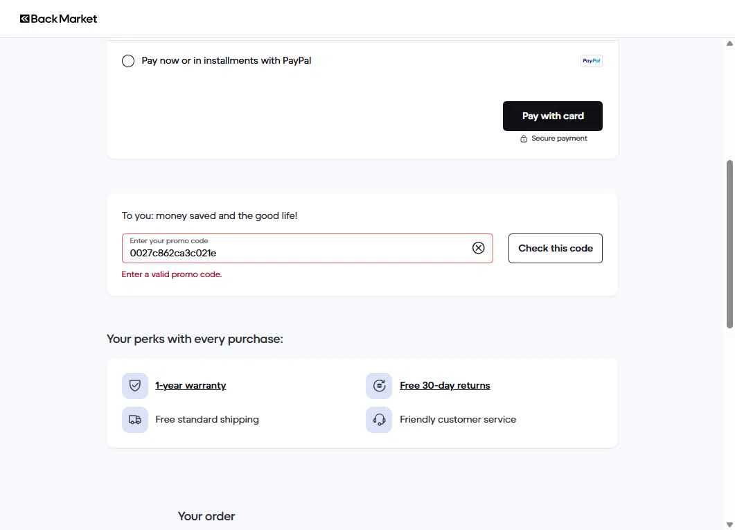 Verification screenshot for $10 Off Storewide (members Only) at Back Market — 3mo ago