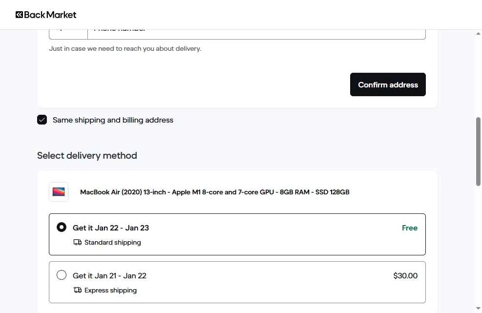 Back Market checkout page showing Back Market promo code box | Screenshot taken by SimplyCodes community member on Jan 17, 2026