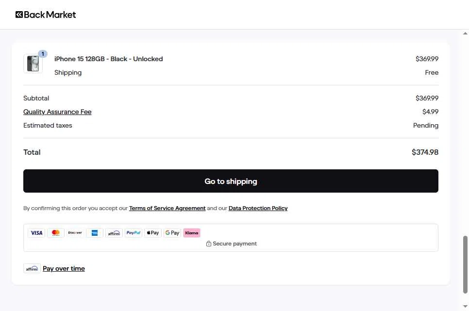 Verification screenshot for 15% Off Storewide at Back Market - 47d ago
