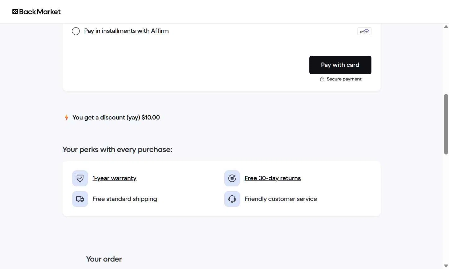 Back Market checkout page showing Back Market promo code box | Screenshot taken by SimplyCodes community member on Jan 22, 2026
