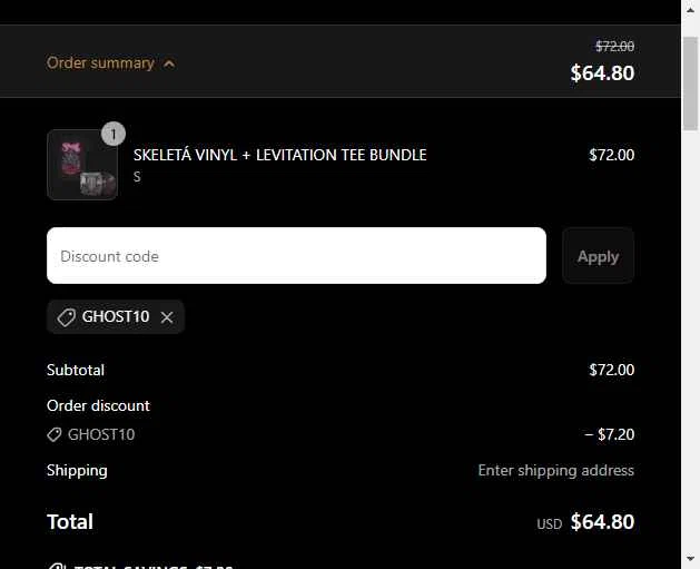 Backstreetmerch checkout page showing Backstreetmerch promo code box | Screenshot taken by SimplyCodes community member on May 22, 2025
