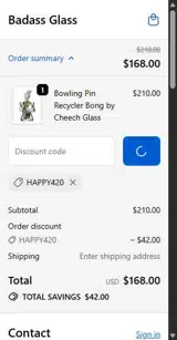 Badass Glass coupon verification screenshot