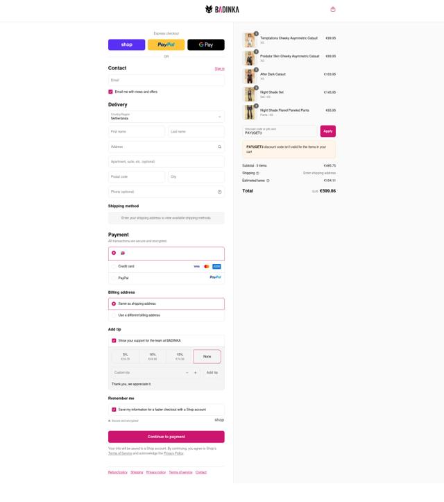 Badinka checkout page showing Badinka coupon code box | Screenshot taken by SimplyCodes community member on Sep 12, 2025