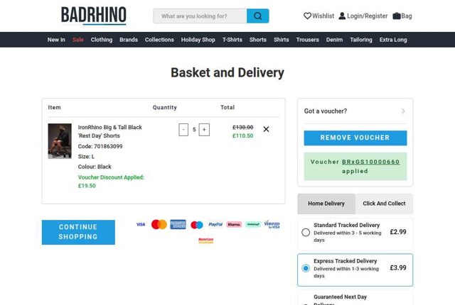 BadRhino checkout page showing BadRhino discount code box | Screenshot taken by SimplyCodes community member on Aug 7, 2025