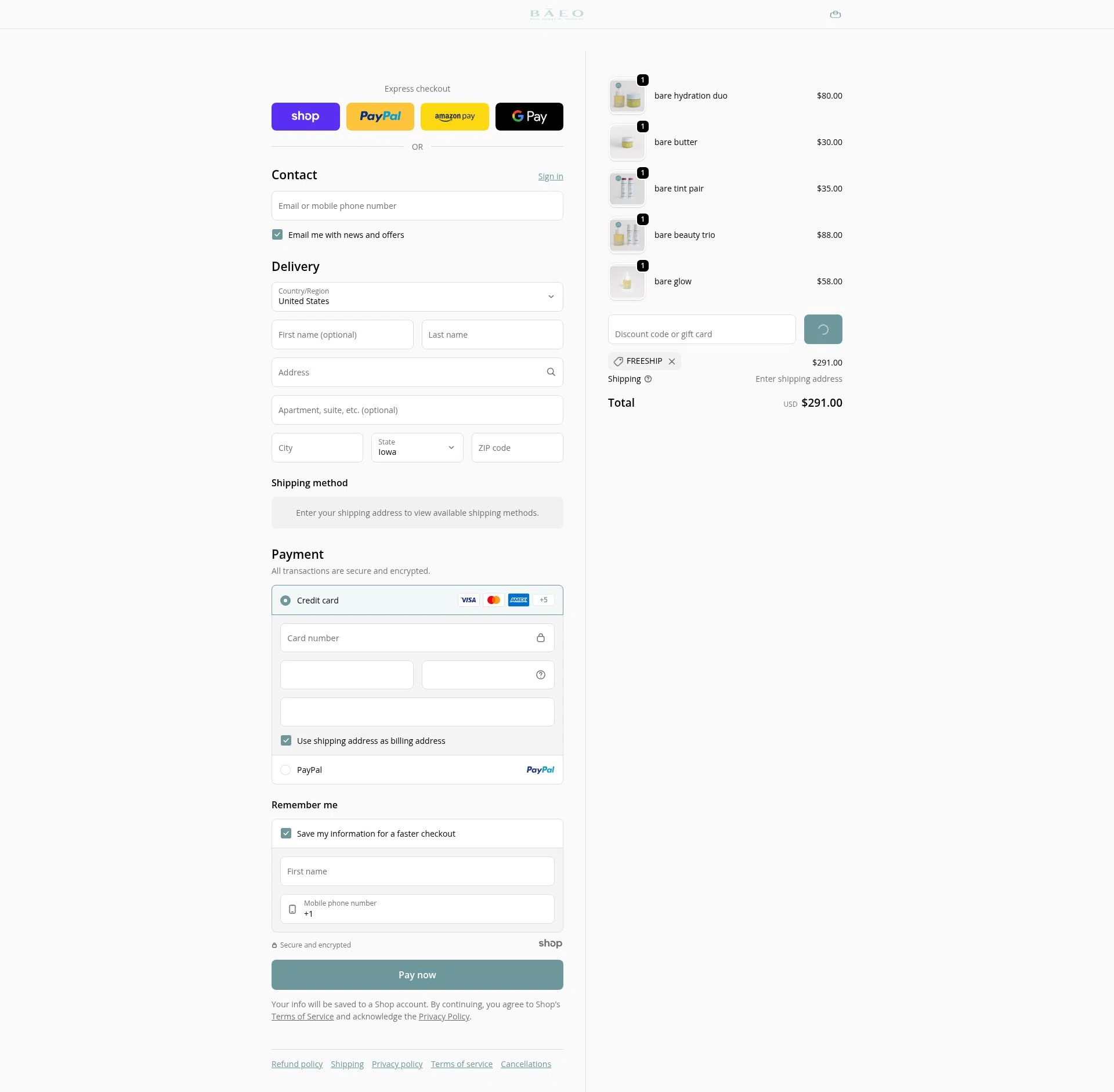 BAEO checkout page showing BAEO discount code box | Screenshot taken by SimplyCodes community member on Dec 26, 2025