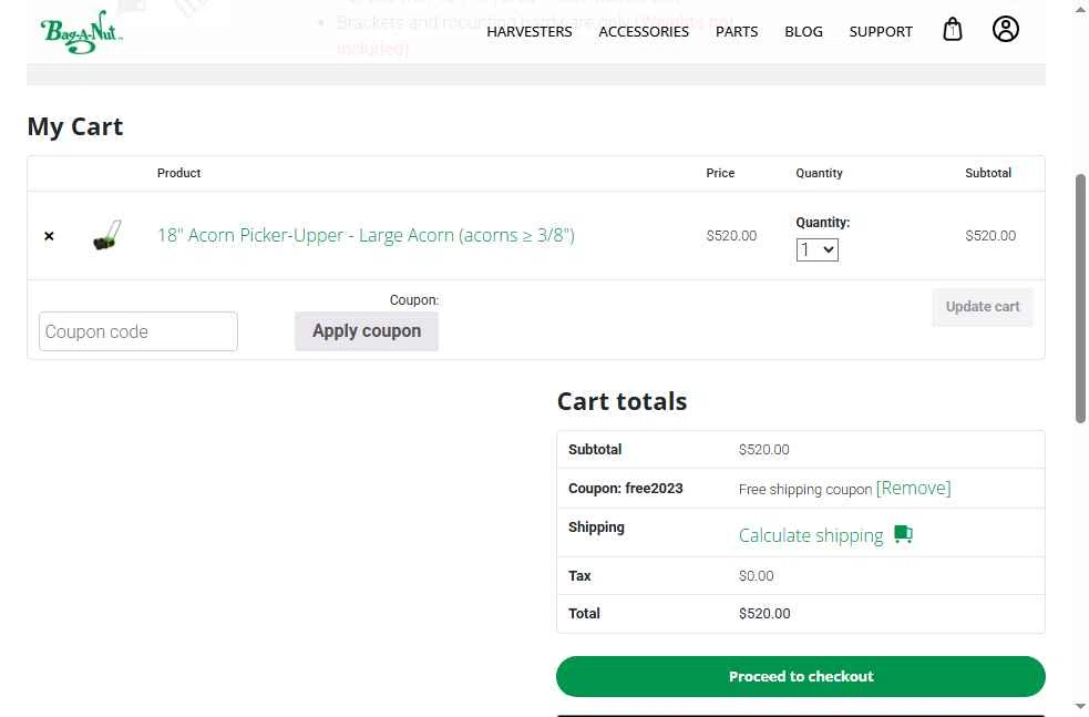 Bag-A-Nut checkout page showing Bag-A-Nut promo code box | Screenshot taken by SimplyCodes community member on Jan 18, 2026