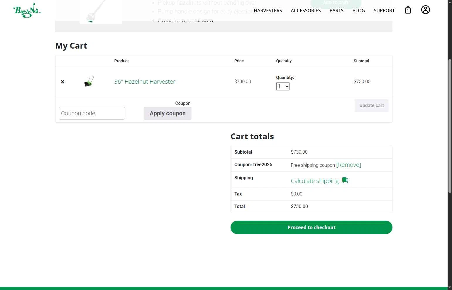 Bag-A-Nut checkout page showing Bag-A-Nut promo code box | Screenshot taken by SimplyCodes community member on Jan 18, 2026