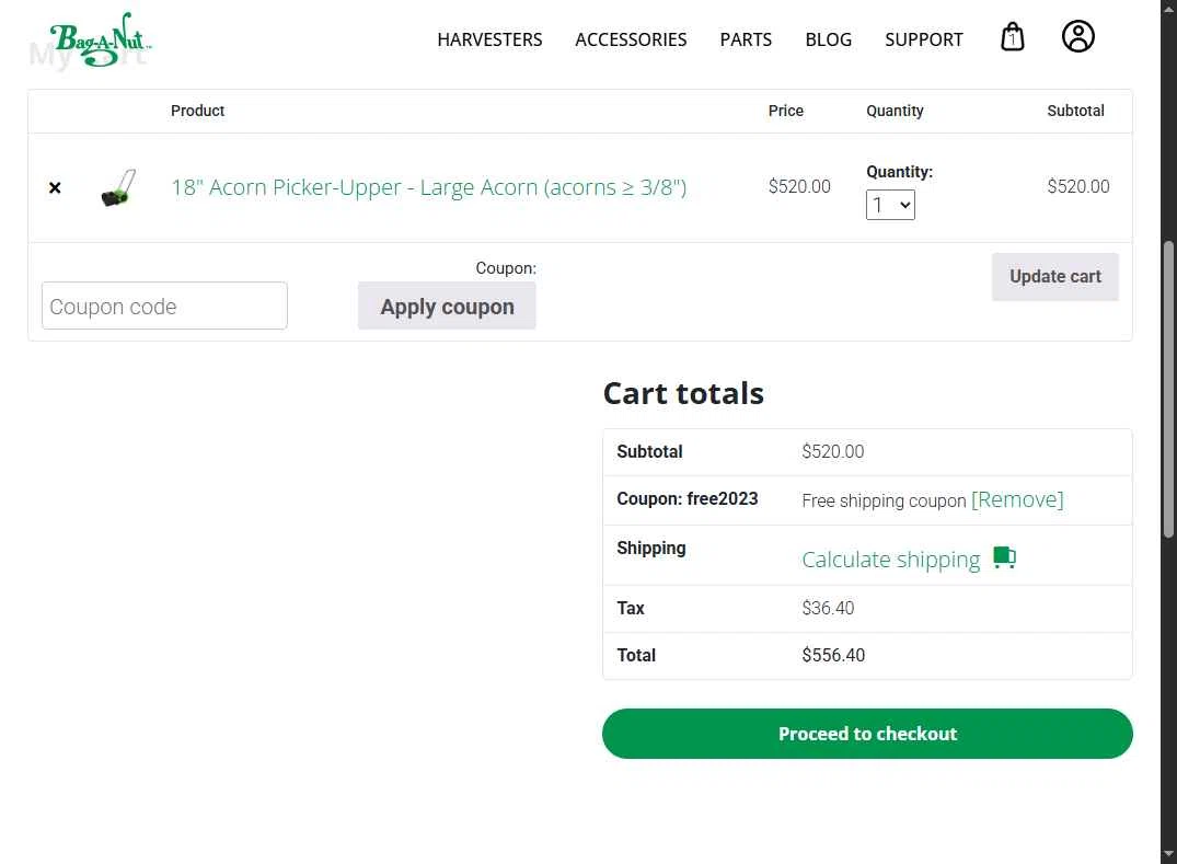 Bag-A-Nut checkout page showing Bag-A-Nut promo code box | Screenshot taken by SimplyCodes community member on Oct 23, 2025