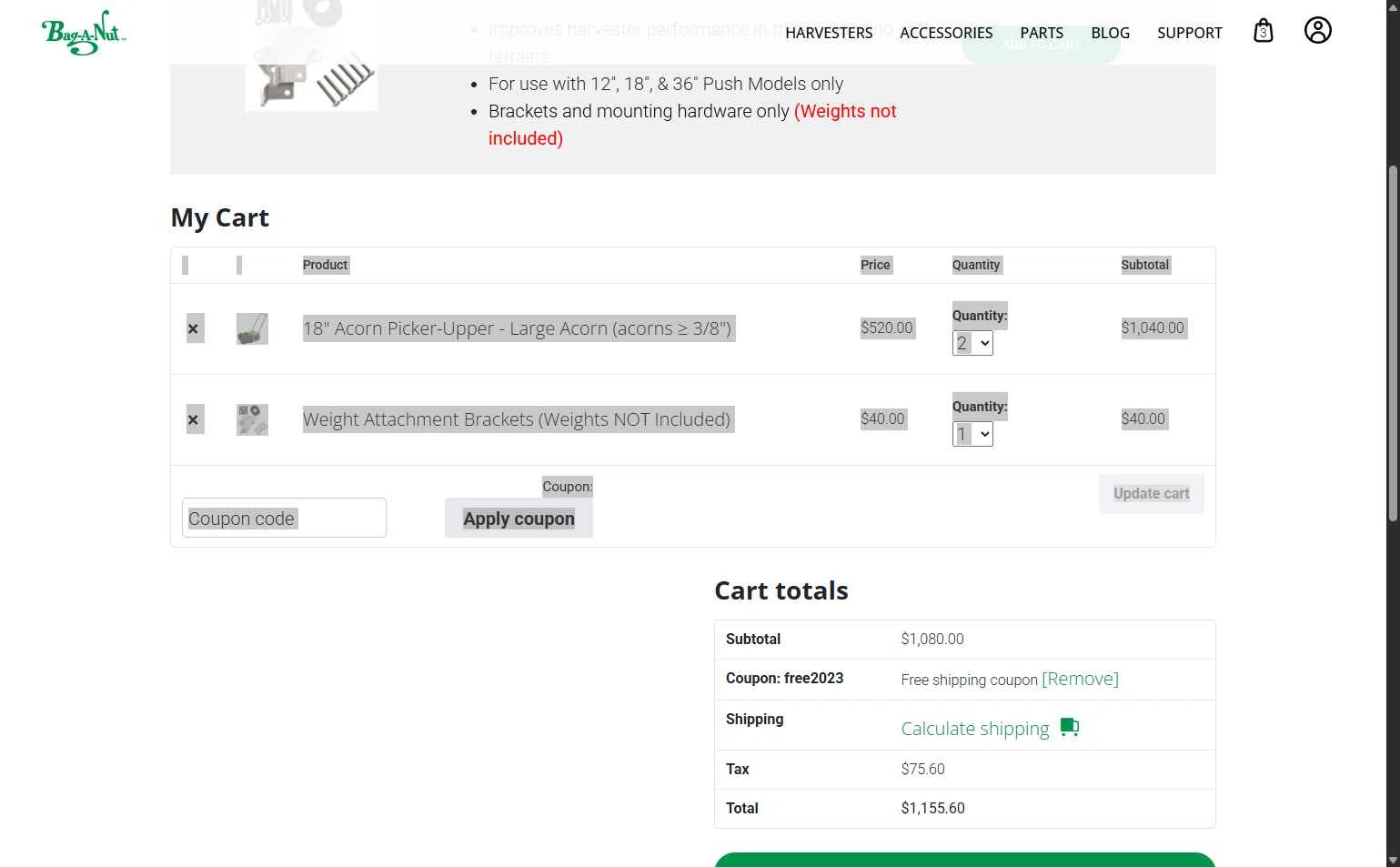Bag-A-Nut checkout page showing Bag-A-Nut promo code box | Screenshot taken by SimplyCodes community member on Aug 26, 2025