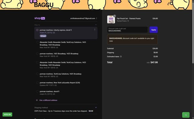 Baggu checkout page showing Baggu discount code box | Screenshot taken by SimplyCodes community member on Aug 25, 2025