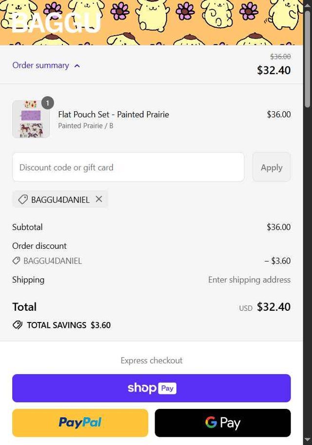 Baggu checkout page showing Baggu discount code box | Screenshot taken by SimplyCodes community member on Aug 19, 2025