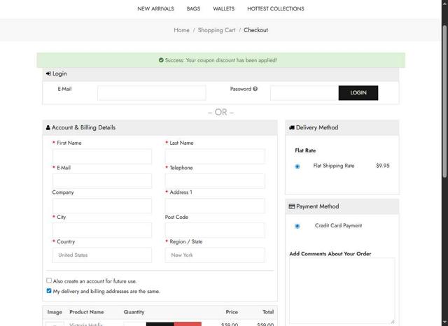 Baginc.com checkout page showing Baginc.com discount code box | Screenshot taken by SimplyCodes community member on Sep 12, 2025