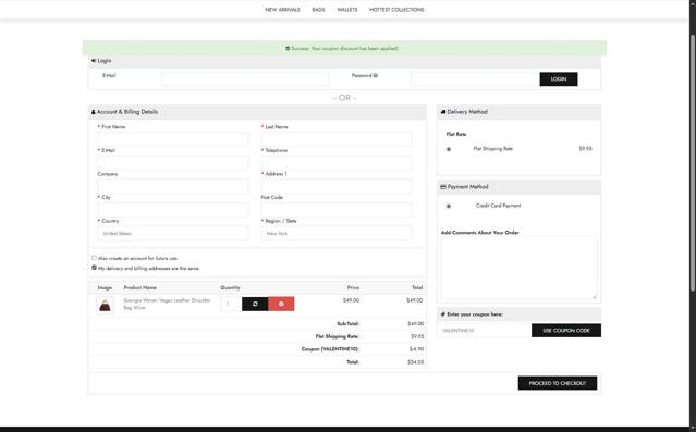 Baginc.com checkout page showing Baginc.com discount code box | Screenshot taken by SimplyCodes community member on Aug 16, 2025