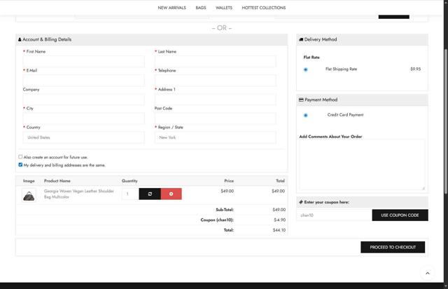 Baginc.com checkout page showing Baginc.com discount code box | Screenshot taken by SimplyCodes community member on Aug 28, 2025