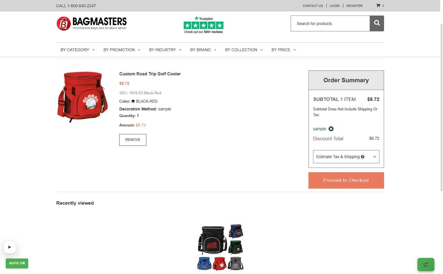 Bagmasters checkout page showing Bagmasters promo code box | Screenshot taken by SimplyCodes community member on Jan 19, 2026