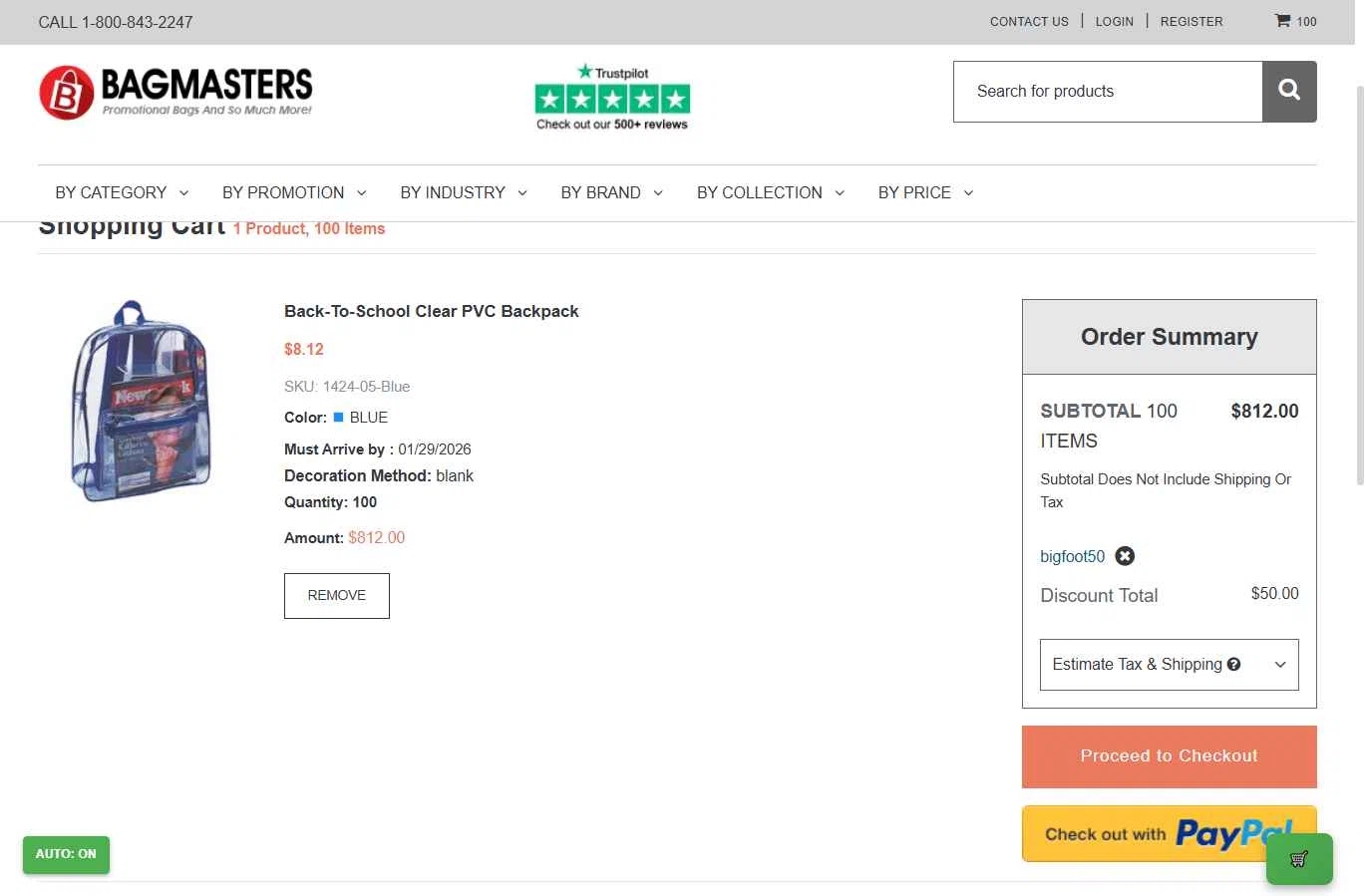 Bagmasters checkout page showing Bagmasters promo code box | Screenshot taken by SimplyCodes community member on Jan 29, 2026