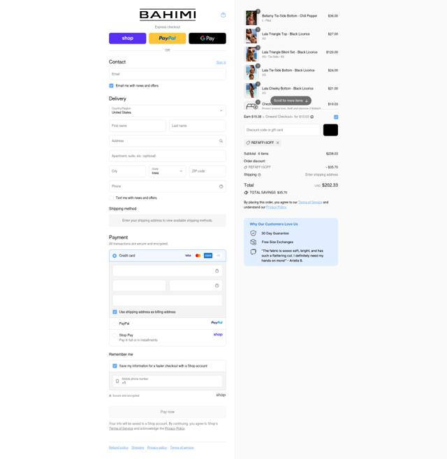 Bahimi checkout page showing Bahimi promo code box | Screenshot taken by SimplyCodes community member on Sep 11, 2025