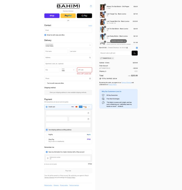 Bahimi checkout page showing Bahimi promo code box | Screenshot taken by SimplyCodes community member on Aug 29, 2025