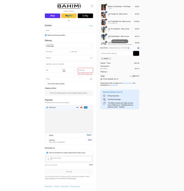 Bahimi checkout page showing Bahimi promo code box | Screenshot taken by SimplyCodes community member on Sep 11, 2025