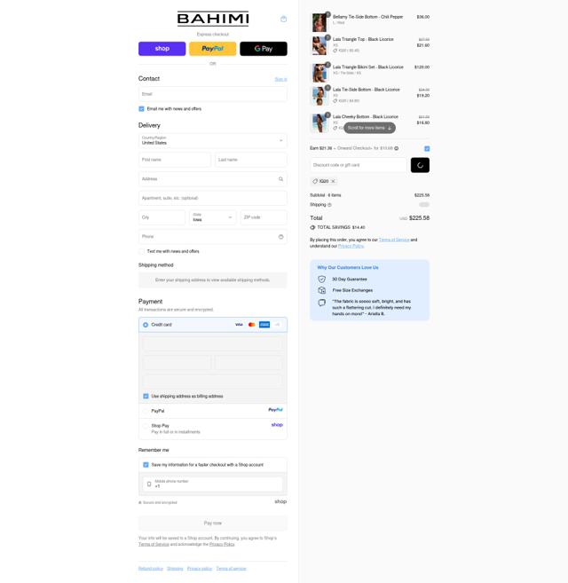 Bahimi checkout page showing Bahimi promo code box | Screenshot taken by SimplyCodes community member on Sep 11, 2025
