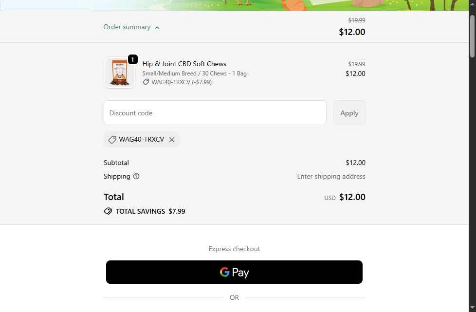 Bailey's CBD checkout page showing Bailey's CBD promo code box | Screenshot taken by SimplyCodes community member on Jan 10, 2026