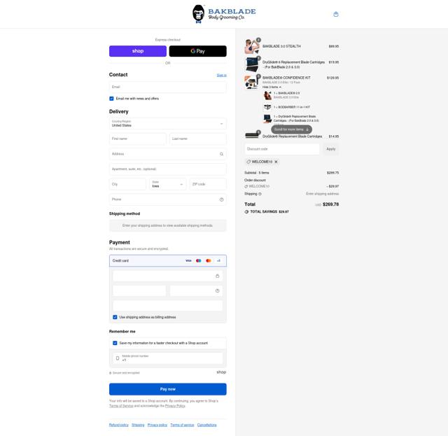BAKblade checkout page showing BAKblade promo code box | Screenshot taken by SimplyCodes community member on Sep 12, 2025