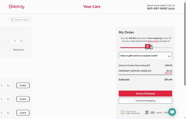 Baketivity checkout page showing Baketivity coupon code box | Screenshot taken by SimplyCodes community member on Jul 3, 2025