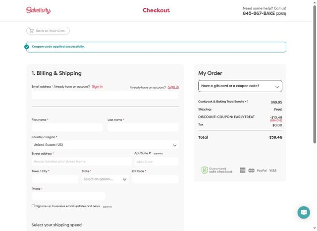Baketivity checkout page showing Baketivity coupon code box | Screenshot taken by SimplyCodes community member on Jul 3, 2025