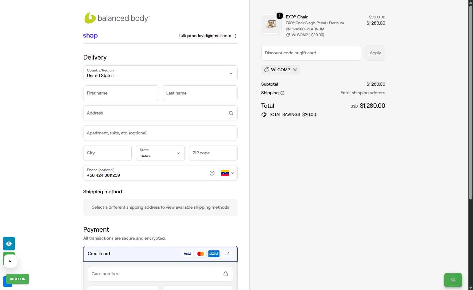 Balanced Body checkout page showing Balanced Body promo code box | Screenshot taken by SimplyCodes community member on Feb 5, 2026