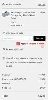 LUCKITSHOP coupon verification screenshot