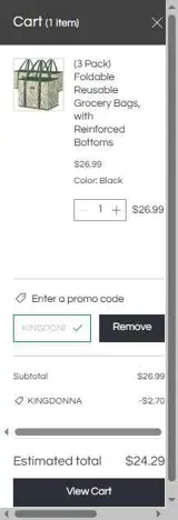 KINGDONNA coupon verification screenshot