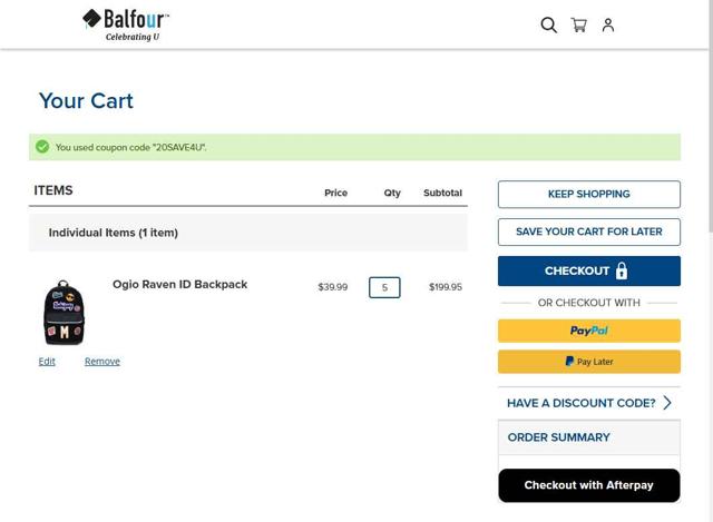 Balfour checkout page showing Balfour discount code box | Screenshot taken by SimplyCodes community member on Sep 2, 2025