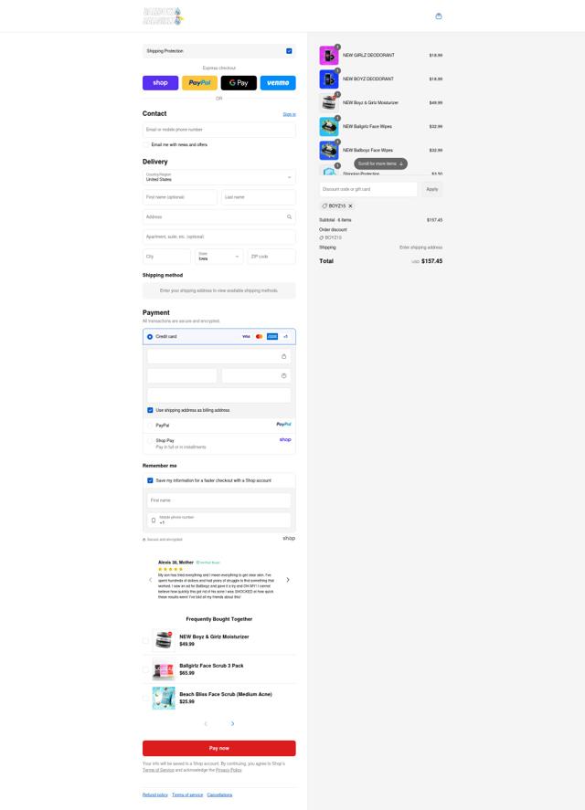 Ballboyz checkout page showing Ballboyz discount code box | Screenshot taken by SimplyCodes community member on Sep 12, 2025