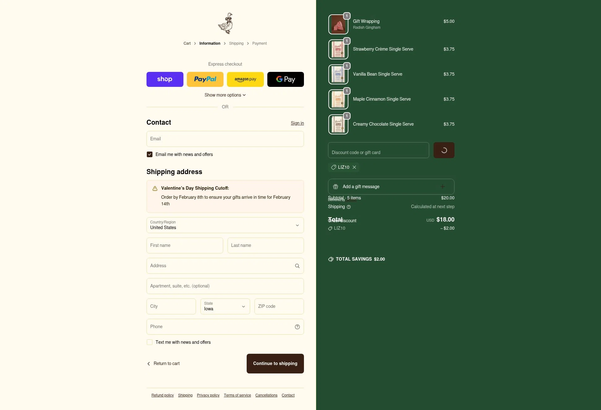 Ballerina Farm checkout page showing Ballerina Farm discount code box | Screenshot taken by SimplyCodes community member on Feb 5, 2026