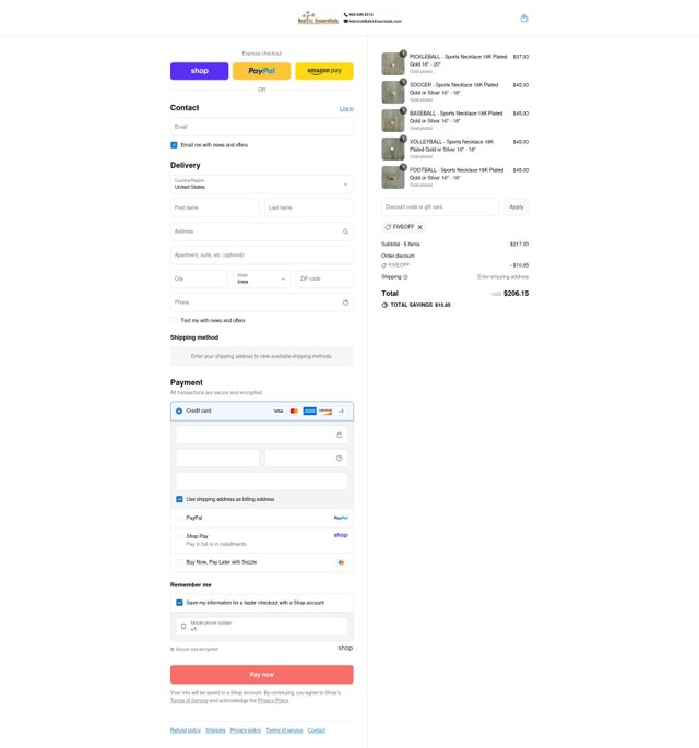Baltic Essentials checkout page showing Baltic Essentials coupon code box | Screenshot taken by SimplyCodes community member on Sep 5, 2025
