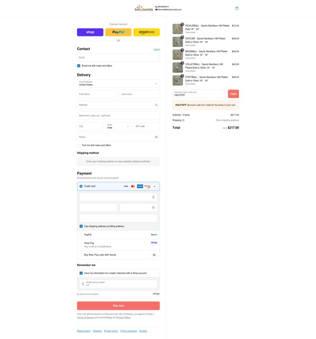 Baltic Essentials checkout page showing Baltic Essentials coupon code box | Screenshot taken by SimplyCodes community member on Sep 5, 2025