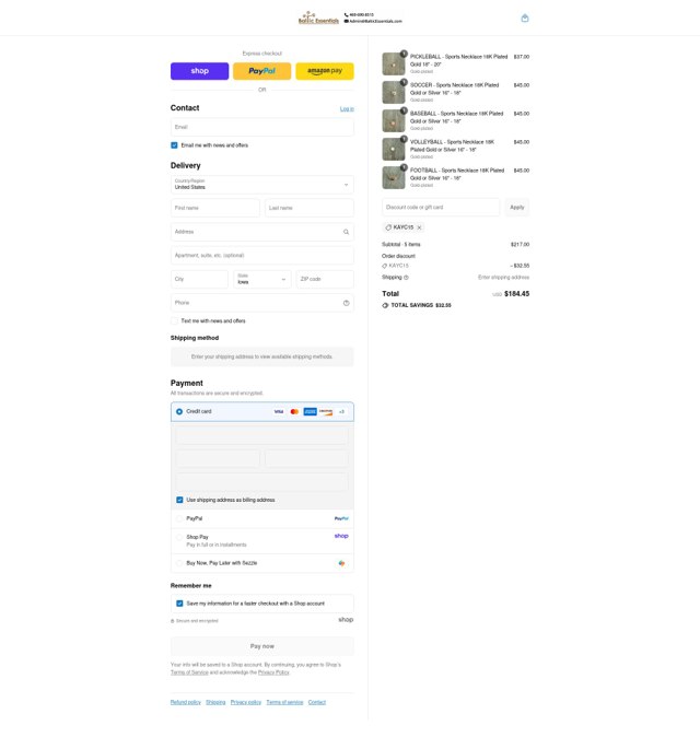 Baltic Essentials checkout page showing Baltic Essentials coupon code box | Screenshot taken by SimplyCodes community member on Sep 5, 2025