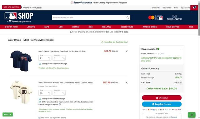 Baltimore Orioles checkout page showing Baltimore Orioles promo code box | Screenshot taken by SimplyCodes community member on Sep 7, 2025