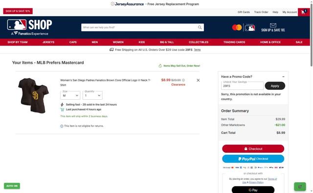 Baltimore Orioles checkout page showing Baltimore Orioles promo code box | Screenshot taken by SimplyCodes community member on Sep 7, 2025