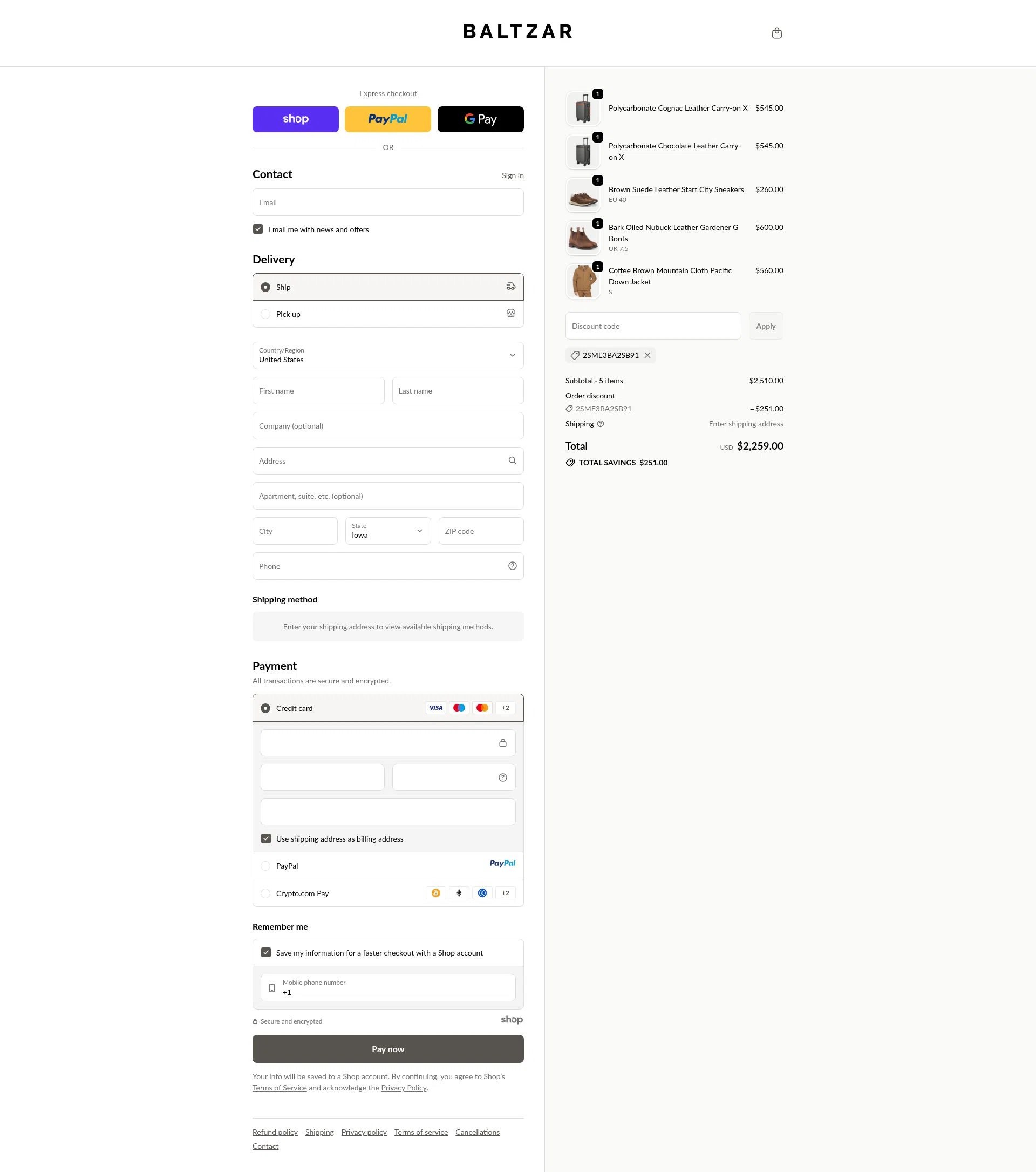 Baltzar checkout page showing Baltzar discount code box | Screenshot taken by SimplyCodes community member on Oct 2, 2025