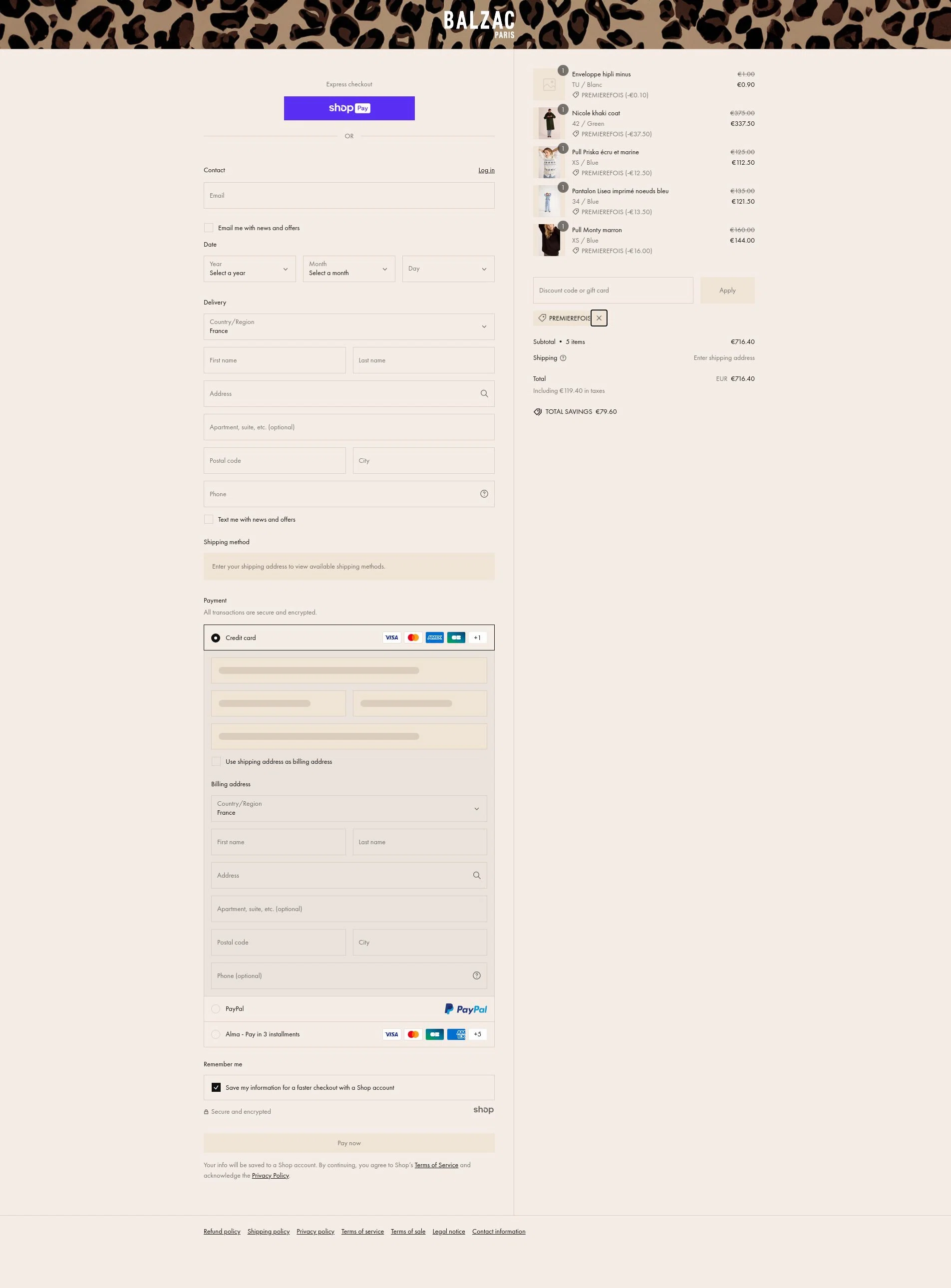 BALZAC PARIS checkout page showing BALZAC PARIS discount code box | Screenshot taken by SimplyCodes community member on Jan 16, 2025