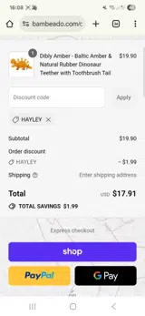 HAYLEY coupon verification screenshot